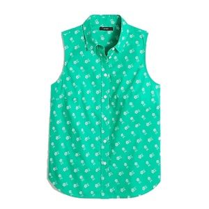 J. Crew Factory Green Floral Button Down Shirt